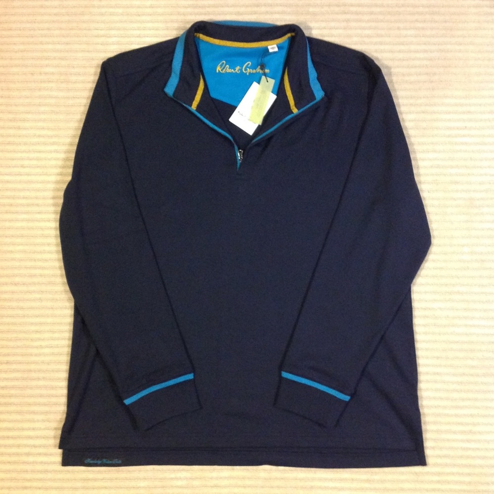 Robert Graham Blue Zip Up Sweater with Sporty Accents
